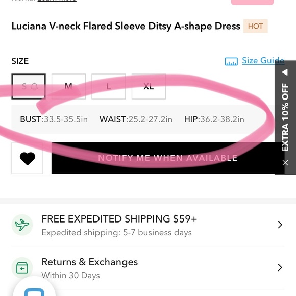 Cupshe Luciana v neck flared sleeve ditsy red a shape dress - Picture 4 of 6